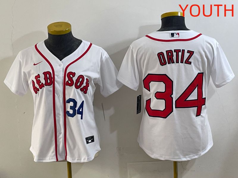 Youth 2025 Boston Red Sox #34 Ortiz White Game Nike MLB Jersey style 5
